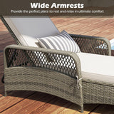 Wicker Chaise Lounge Chair, Patio Rattan Recliner with 6-Position Adjustable Backrest, Soft Cushions