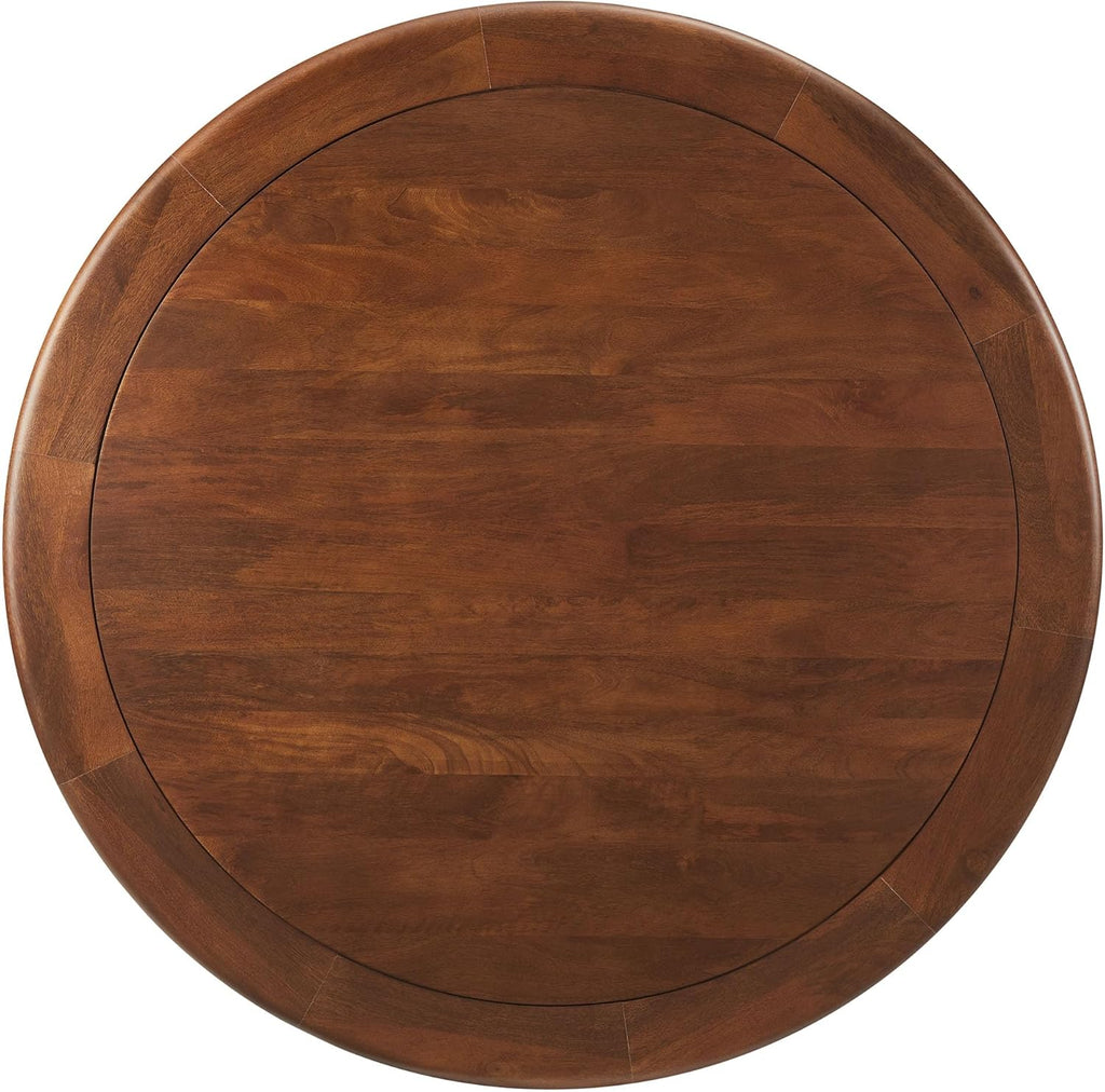 Inspired Saarinen Style Tulip Round Pedestal Dining Table — Brass Base / Walnut Top, 48″ Round