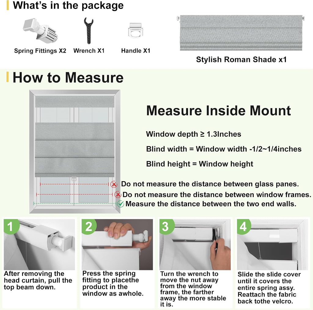 No Drill Roman Shades for Windows No Tools Roman Shades, UV Protection, Privacy, Thermal Insulation Roman Blinds
