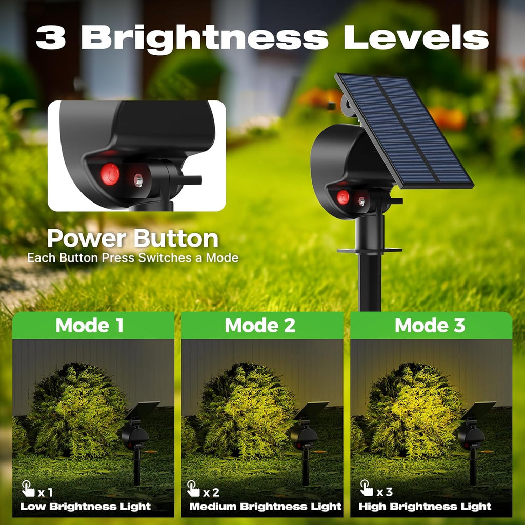 Solar Spot Lights Outdoor Waterproof, Landscape Spotlights | Warm White, 4 Pack/53 LED/3 Modes, Adjustable Solar