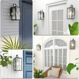 Outdoor Wall Lights, Matte Black Exterior Light Fixture with Clear Glass Shade, Waterproof Front Porch Lighting