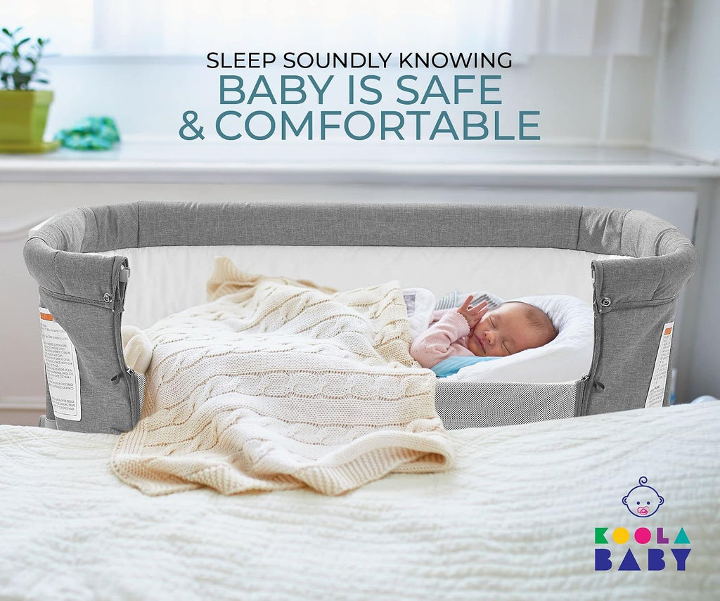 3 in 1 Baby Bassinet, Bedside Sleeper, & Playpen, Easy Folding Portable Crib (Grey)- (Bassinet)