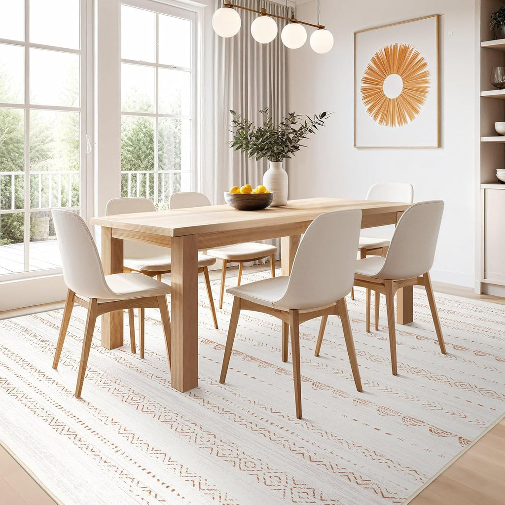 10x14 Area Rugs Living Room: Washable Boho Large Neutral Modern Soft Stain Resistant Farmhouse Indoo