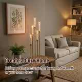 Gold Candelabra with Glass Cylinders for Real Candles 5 Arms Metal Candle Holder Wedding Event Party Home Decoration