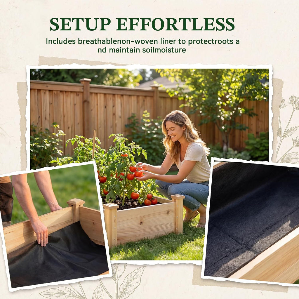 Raised Garden Bed Wooden Planter Box for Vegetables/Flowers, Wood