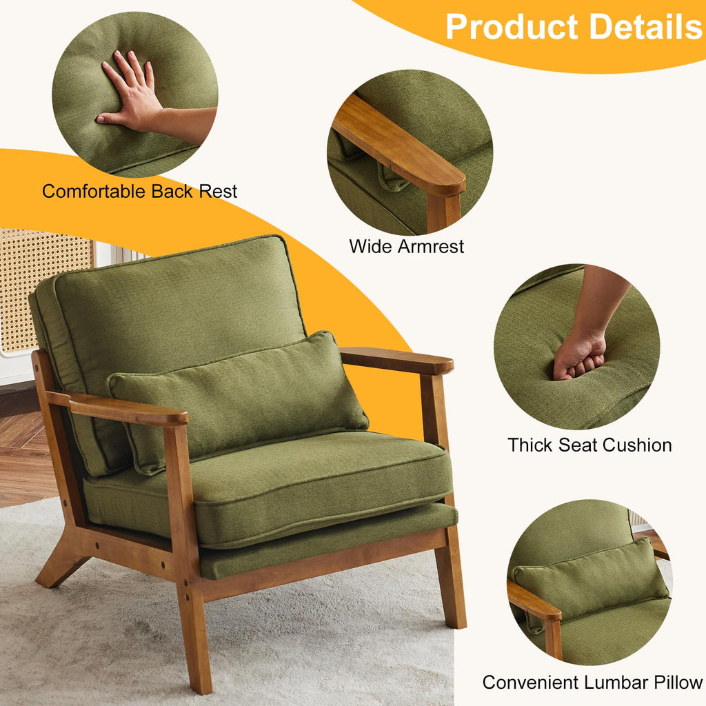 Mid-Century Lounge Accent Chair, Green