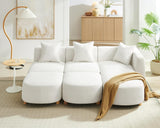 VANOMi 109.84" Modular Sectional Sofa with 3 Pillows, Convertible 5-Seater Comfy Boucle Cloud Couch with Ottoman