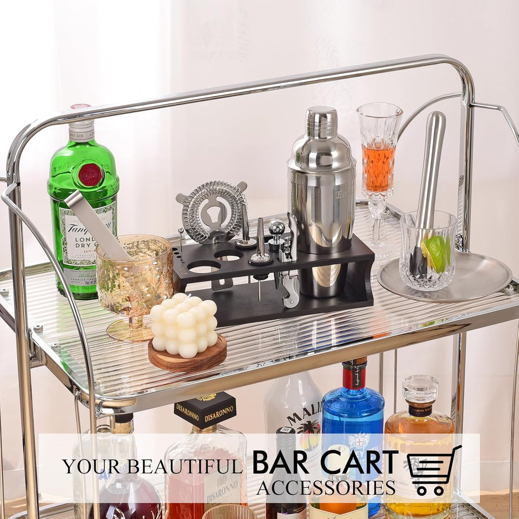 Bartender Kit Cocktail Shaker Set with Stand 17-Piece Bar Tool Bar Set for Drink Mixing Home Bartending Kit Bar Cart