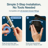 Filtered Shower Head for Hard Water Filter - High Pressure, Removes Chlorine