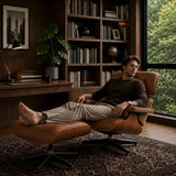 Modern Chaise Lounge Chair and Ottoman — Leather