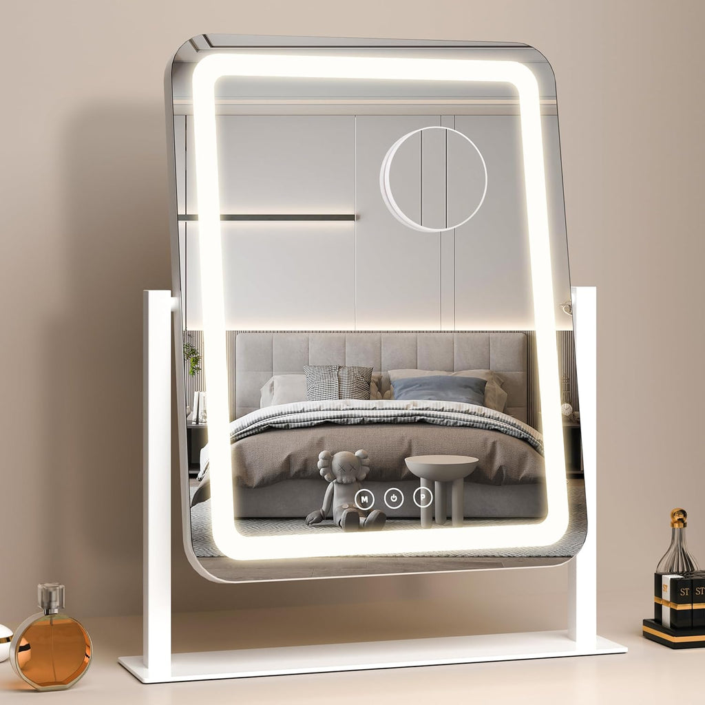 Vanity Mirror with Lights,13.1"×16.7"LED Makeup Mirror,Lighted Makeup Mirror with Lights, Smart Touch Control Dimmable