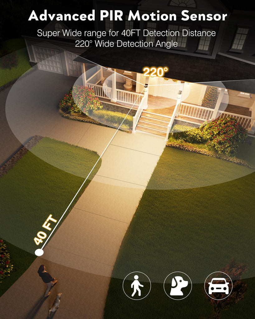 Motion Sensor Outdoor Lights, 16.4" H Porch Light Outside Lantern