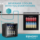 12 Bottle 48 Can Mini Fridge Cooler, 1.3 Cu.Ft Beverage Refrigerator Glass Door 