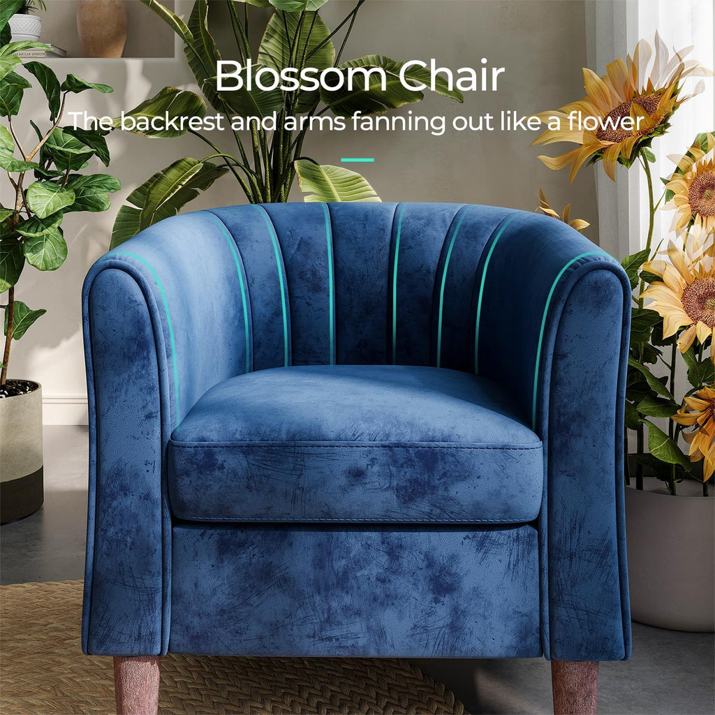 Accent Chair with Ottoman, Modern Barrel Chair Small Armchair Reading Chair with Footrest, Comfy Round Arms Chair