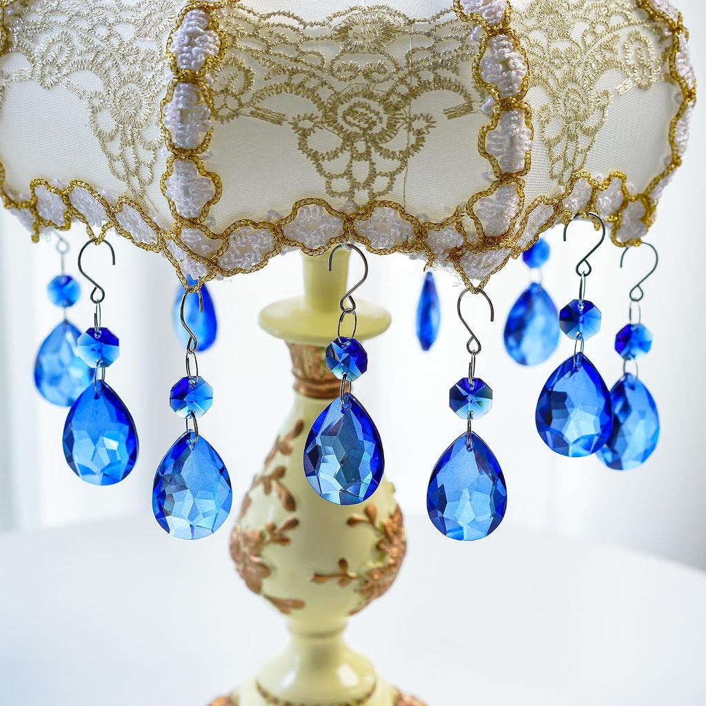 10 Pcs Blue Crystal Bauhinia Suncatcher Prisms Chandelier Window Decor - Blue Crystal Bauhinia Prisms Suncatcher