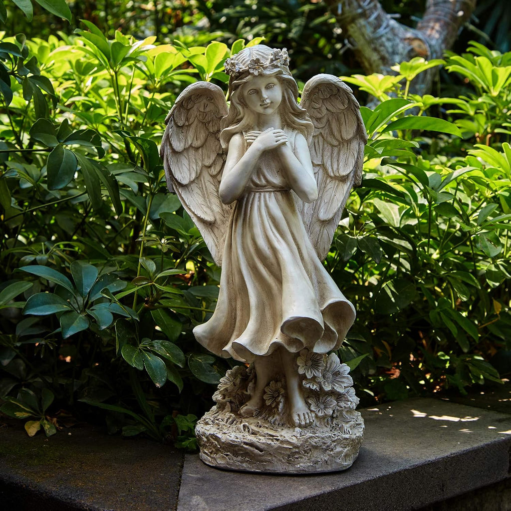 Garden Angel Figurines, Light Up Praying Angel Statues Outdoor Statue with Solar LED Lights , Lawn, Cemetary Grave