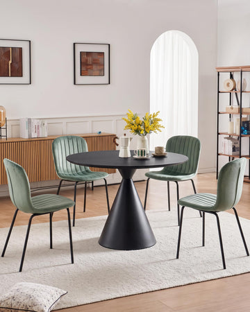 Green Velvet Dining Chairs Set of 4, Modern Kitchen Chairs with Metal Legs, Space-Saving Small Armless Chairs for