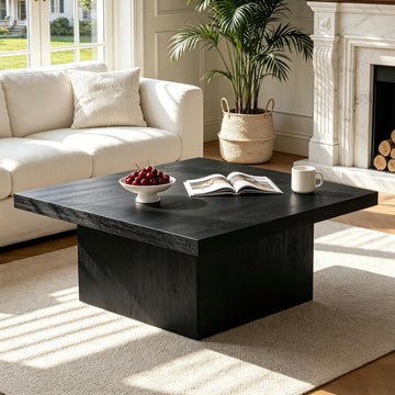 Square Coffee Table, Wooden Living Room Table, Center Table with a Large Tabletop, 35.4" x 35.4", for Small Spaces