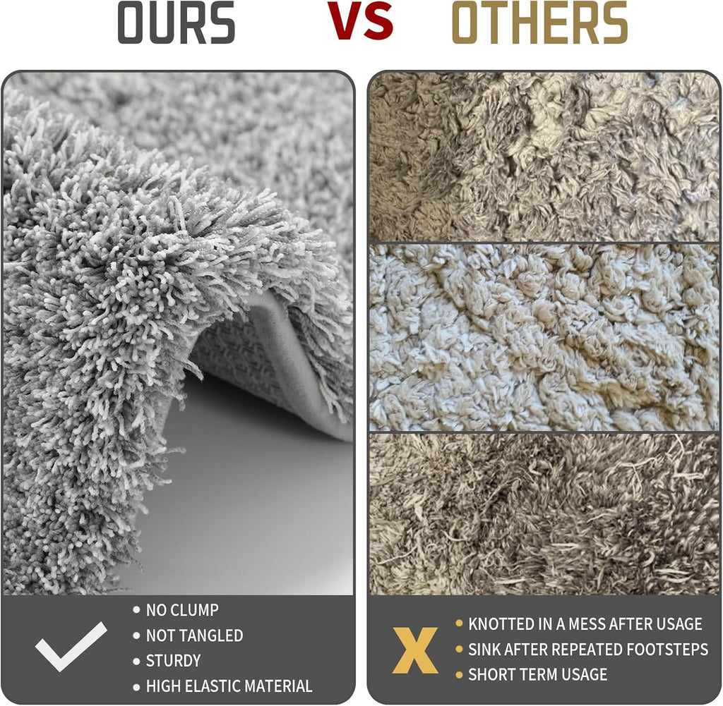 Bathroom Rugs Sets 2 Piece, Soft Absorbent Bath Mat and U-Shaped Toilet Rug with Non Slip Backing, Machine Washable