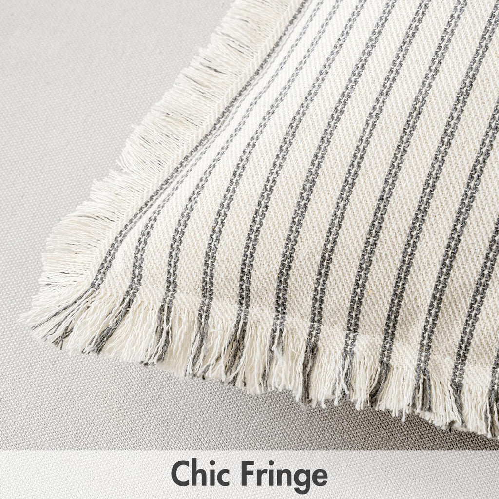 Gray Striped Decorative Throw Pillow Covers, 18x18