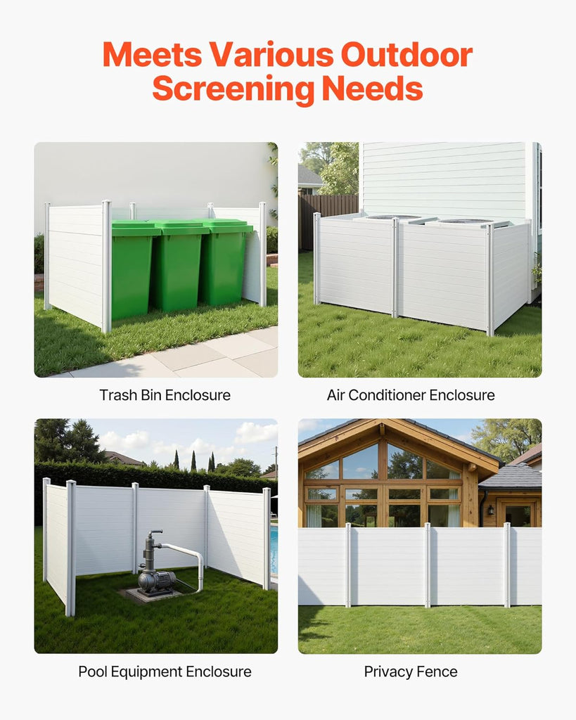 Outdoor Privacy Screens, 50" W x 50" H Air Conditioner Fence, Pool Equipment Enclosure, Horizontal Vinyl Privacy