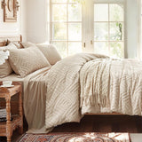 Queen Comforter Set 7 Pieces, Beige Bed in a Bag Queen, Tufted Boho Bedding Set with 1 Comforter, 2 Pillow Shams