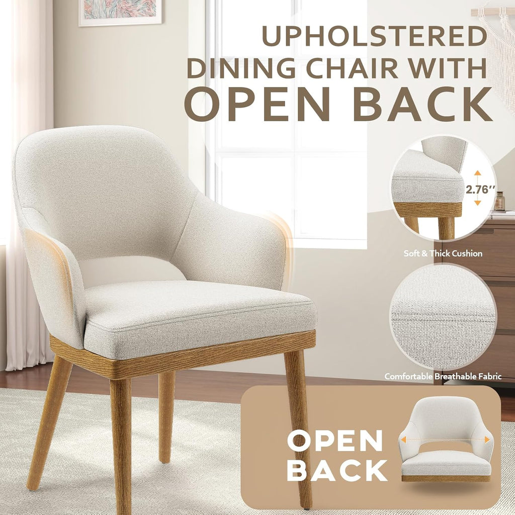 Wooden Dining Chairs Set of 2, Modern Fabric Upholstered Dining Room Chair, Kitchen Side Chairs, Farmhouse Dinner