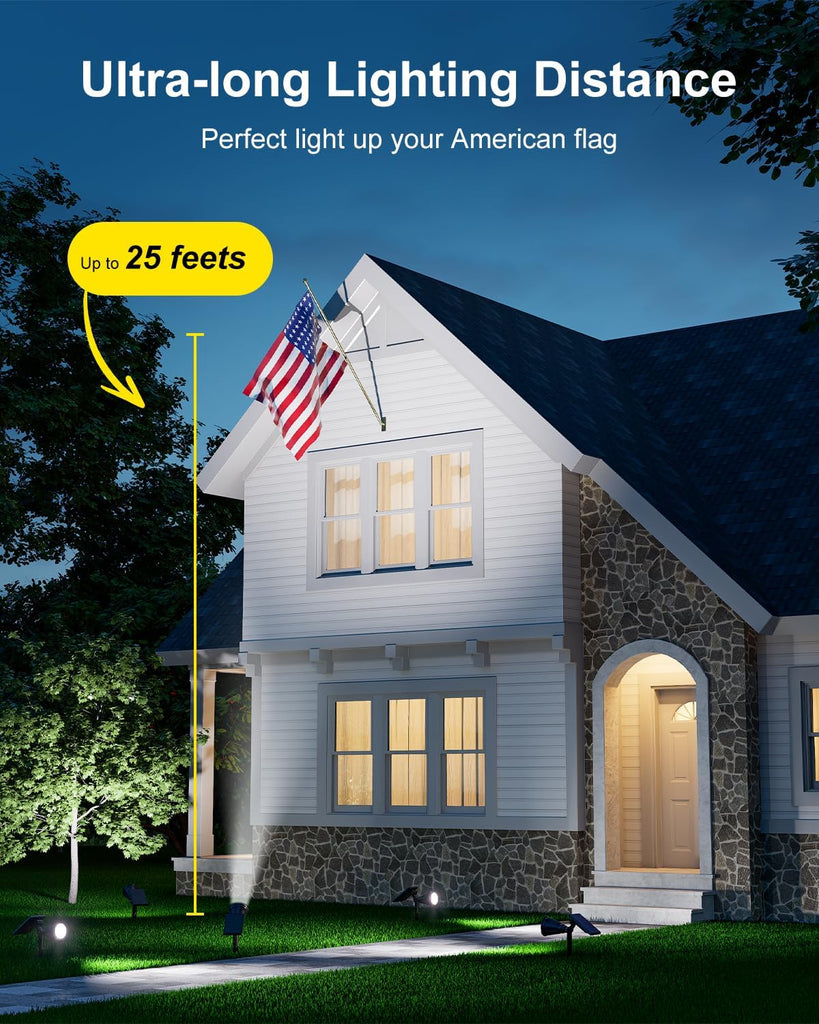 Solar Spot Lights Outdoor Waterproof for Flag, Palm Tree, Pole, Sign, Statue, Mailbox, Bright LED Outside Landscape