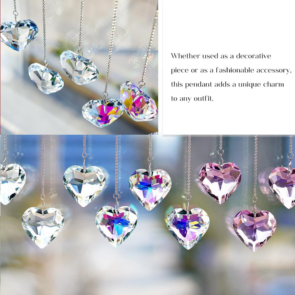 3 Pcs 50mm Clear Crystal Heart Suncatcher Hanging Window Decor - Clear Crystal Heart Sun Catcher Prism Rainbow Maker