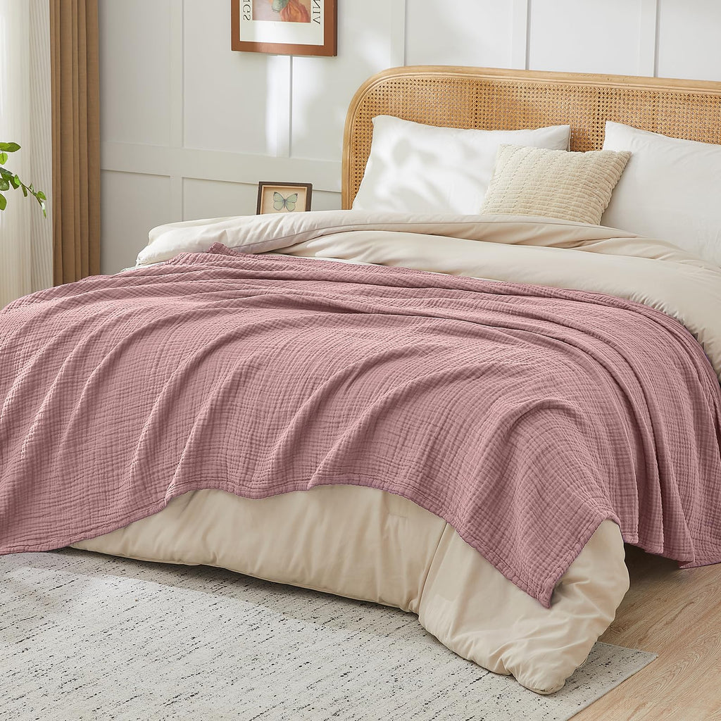 Muslin Blankets Adults Large Throw Blanket Couch Dusty Pink 50" x 71"