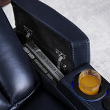 MCombo Dual Motors Leather Recliner with Power Headrest, Home Theater Seating with Armrest Storage HTS422 (Blue)