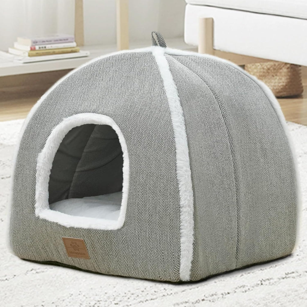 Cat Beds for Indoor Cats-Cat Bed Cave House Tent for Kittens and Small Pets with Washable Cushioned,Soft and Warm