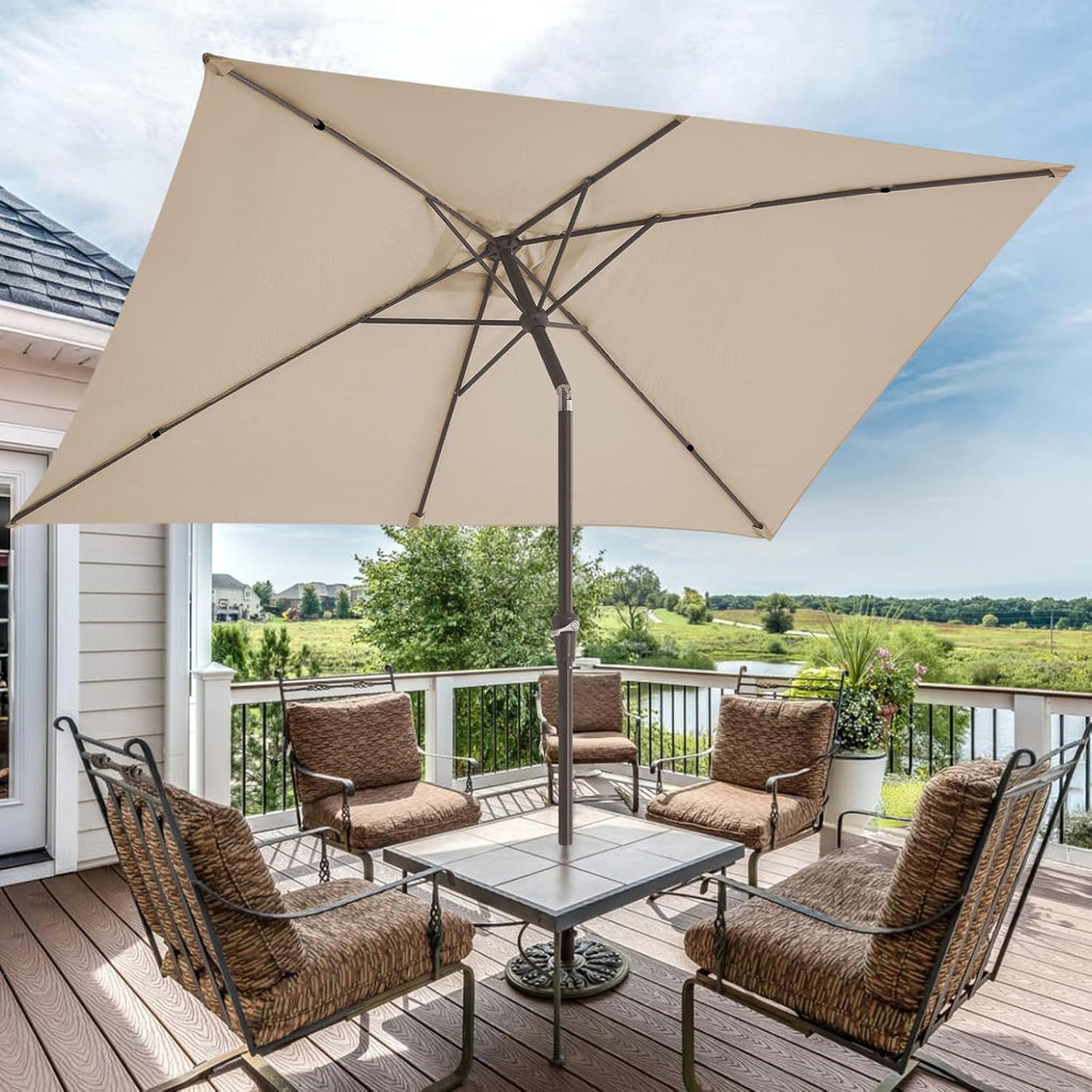 6.5x10 ft Rectangular Patio Umbrellas Rectangle Outdoor Umbrella with Push Button Tilt and Crank