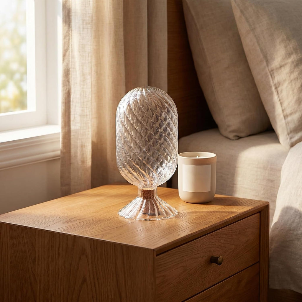 Glass Match Holder Jar with Cork Stopper, Inverted Bottle Shape, Easy to Store and Keeps Contents Safe from Air