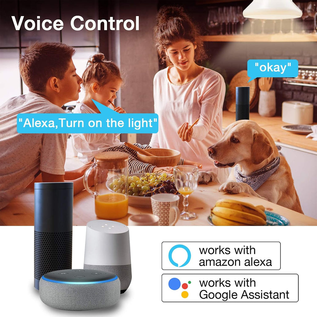 Smart Light Bulbs, RGBCW Wi-Fi Color Changing Led Bulbs Compatible with Alexa & Google Home Assistant, A19 E26 9W (6 Pack)