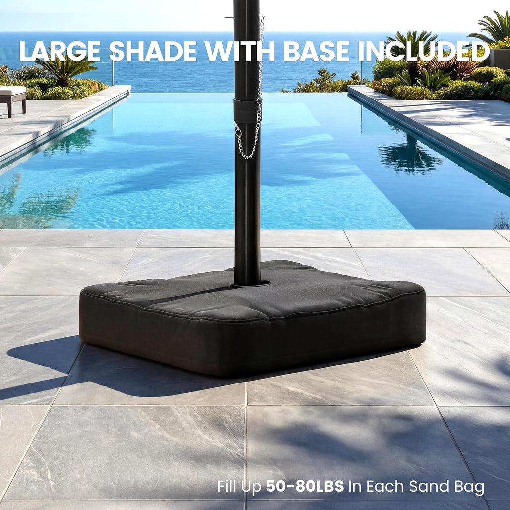 9' x 12' Cantilever Offset Patio Umbrella with Base Included