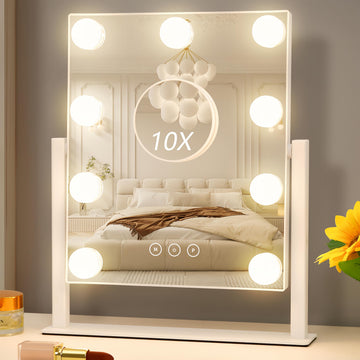 Vanity Mirror with Lights, Hollywood Vanity Makeup Mirror with 9 Dimmable LED Bulbs, 3 Color Lighting Modes