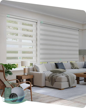 Motorized Zebra Blinds with Remote, Room Darkening Smart Blinds Work with Alexa, Apple Home, Google Home, Electric