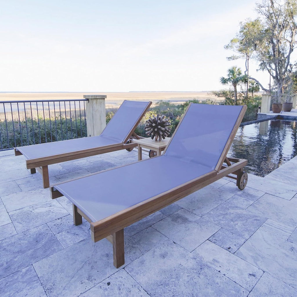 Teak Lounging Sundaze Sling Chair, White