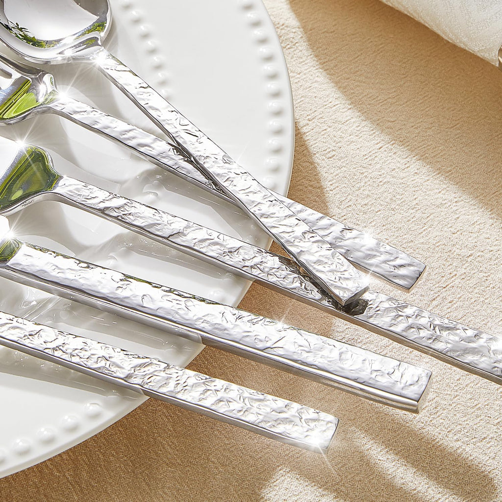 60 Pieces Hammered Silverware Set for 12, 18/10 Stainless Steel Heavy Duty Flatware Set, Tableware Cutlery Utensil Sets
