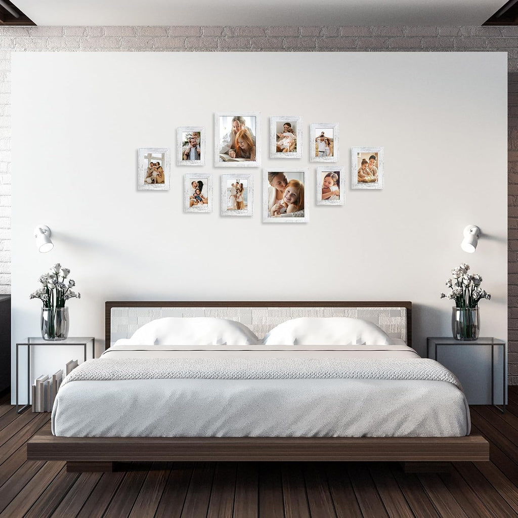 Collage Picture Frames Set of 10, Wall Decor for Mounting or Tabletop Display, Family Photo Gallery Frame Set - Multi