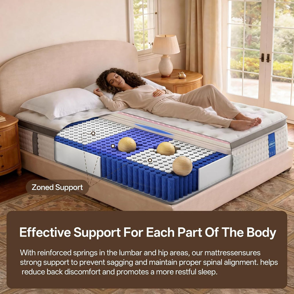 12 Inch King Size Mattress Hybrid King Mattress in a Box, Memory Foam Mattress with Pocket Springs, Medium Firm