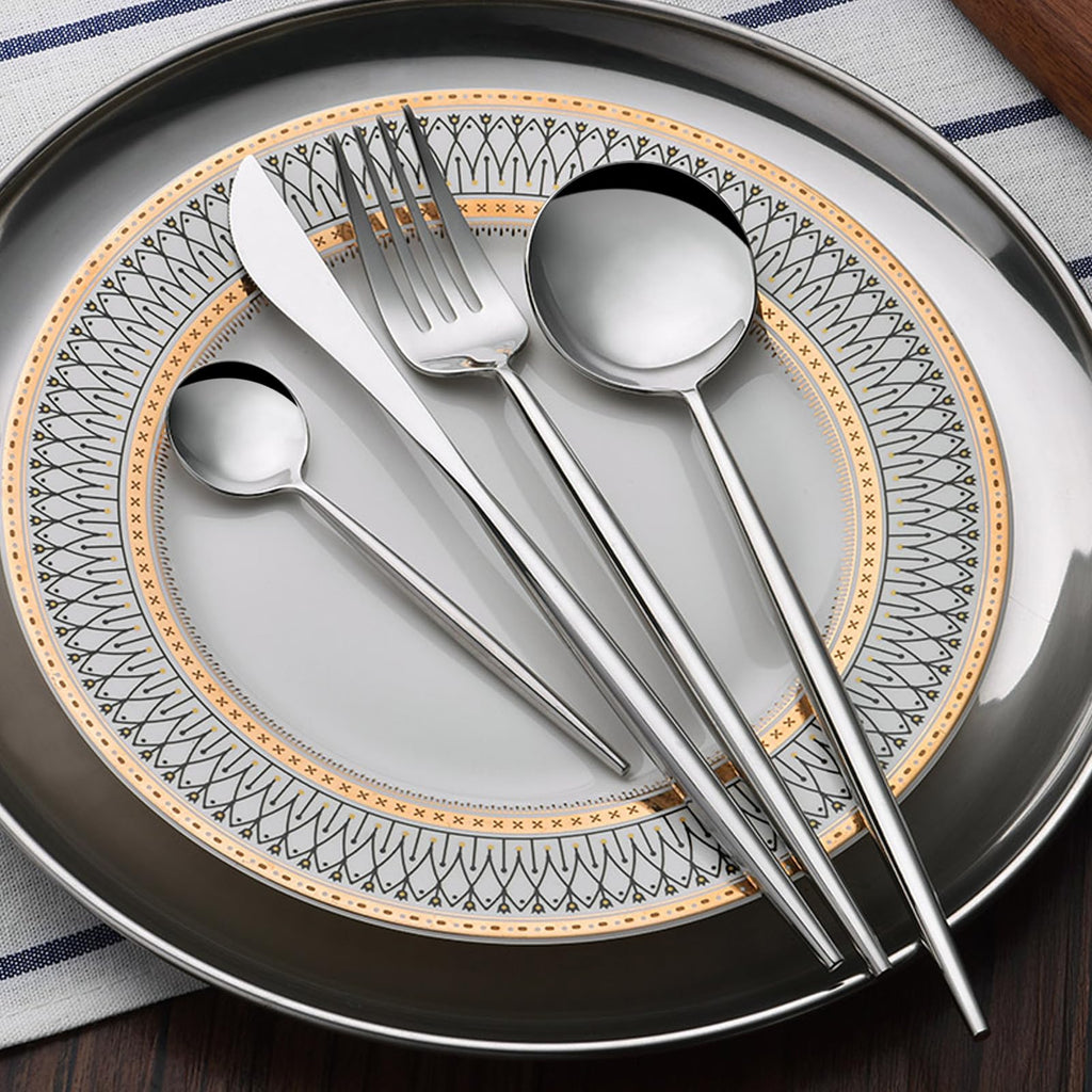 24-Piece Silverware Set, Stainless Steel Flatware Set for 6, Fork Spoon Knife Set, Home Dinnerware Tableware Set for