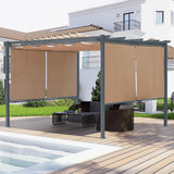 12 x 12 ft Outdoor Pergola with Retractable Shade Canopy, Matte Aluminum Frame, 4 Roller Shade Curtains
