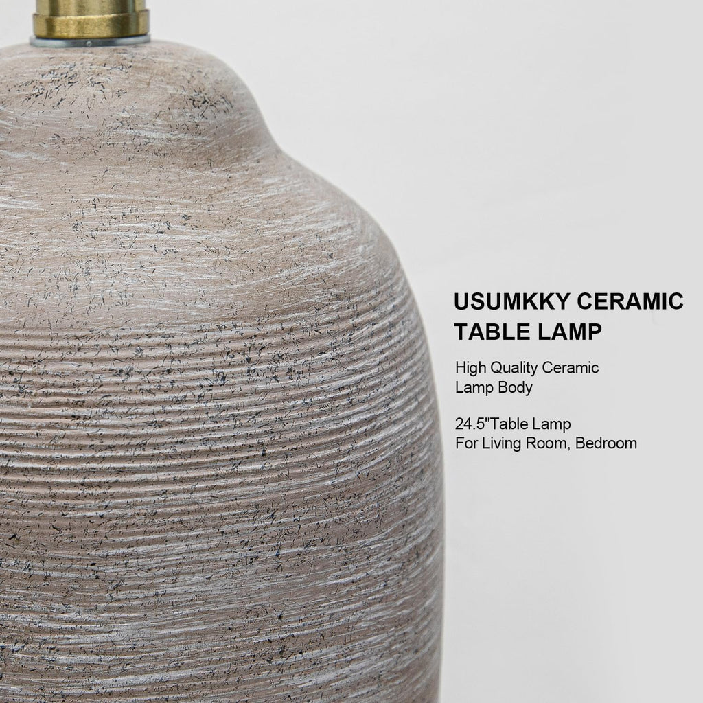24.5" Handcrafted Ceramic Table Lamp with 5FT Cord