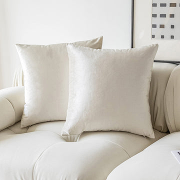 26x26 Pillow Covers Beige Decorative Velvet Throw Pillows for Couch Soft Plush Euro Pillow Shams for Wedding Party