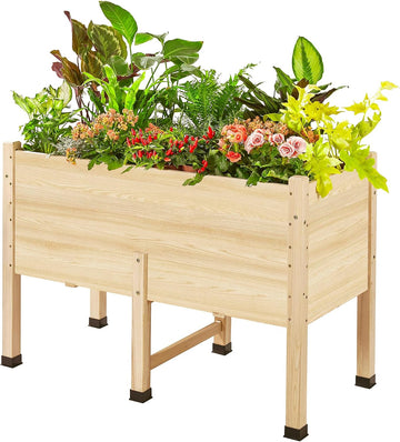 4x2 Ft Raised Garden Bed with Legs and Drainage Holes | 16 Inch Deep Elevated Wood Planter Box for Vegetables