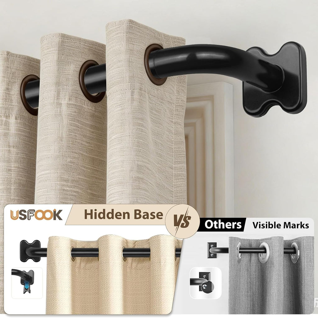 Black Wrap Around Curtain Rods, Blackout Curved Drapery Rod | 3/4 Inch Diameter, Room Darkening Design