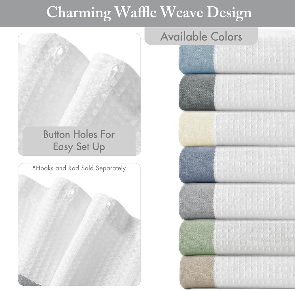 Spa Waffle Shower Curtain , 72 x 72, Grey | Striped, Pieced Fabric Design, 3M Scotchgard Moisture Management, Hotel