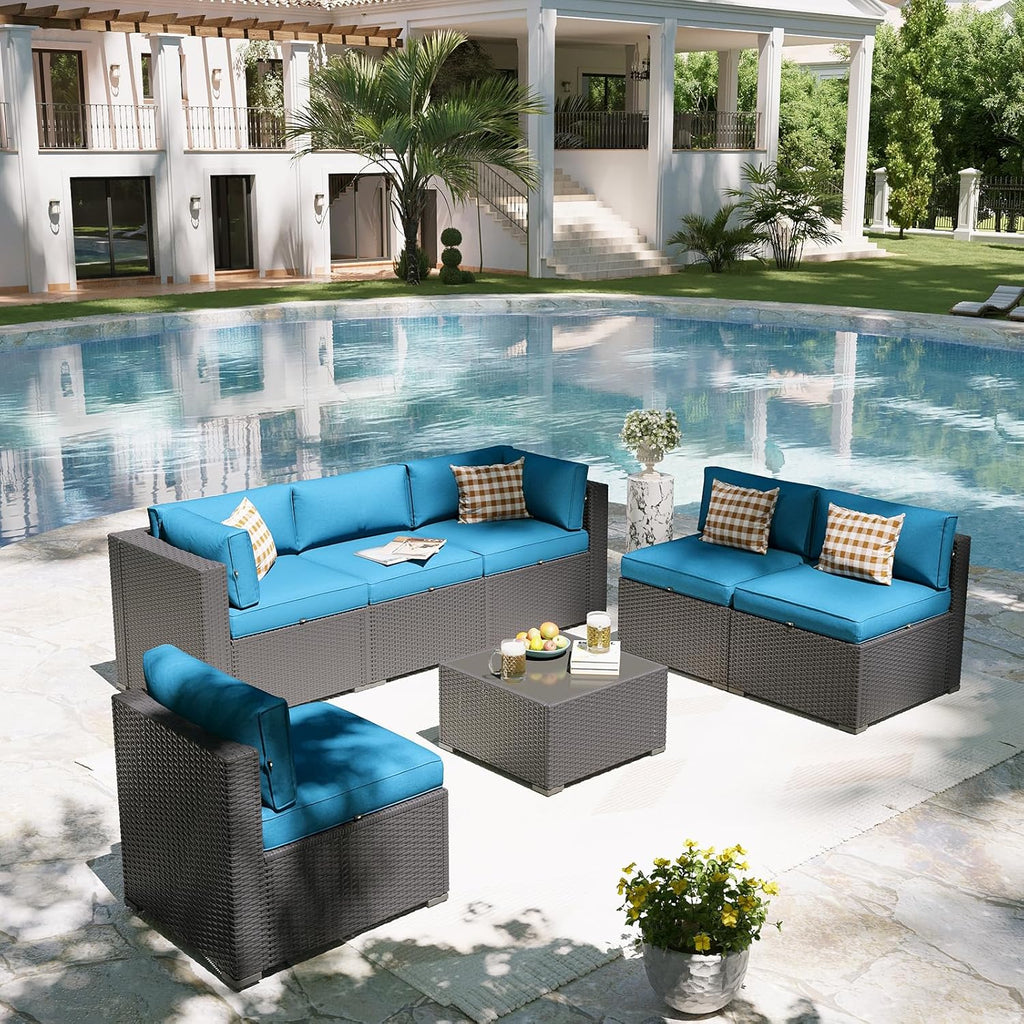 Patio Furniture Set, 7 Piece Outdoor Sectional Sofas with Waterproof Cover